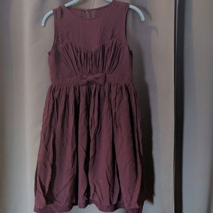 BHLDN Savoy Plum Bow Silk Dress